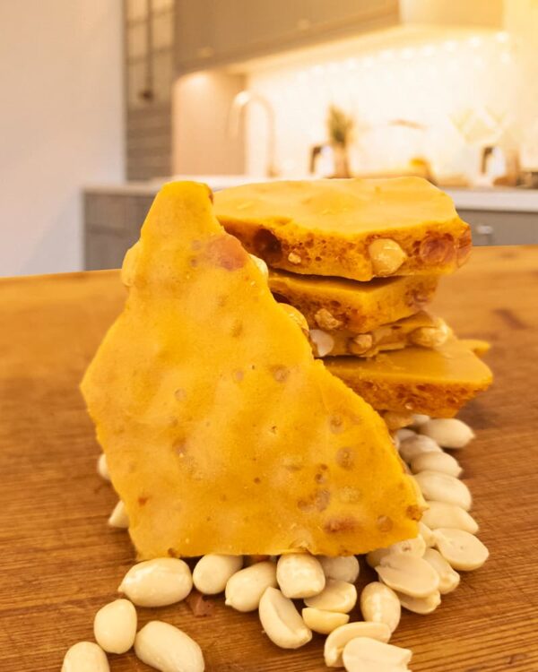 Candy by Grant - Our Peanut Brittle Front View Showing the air pockets and peanuts. Amazing!